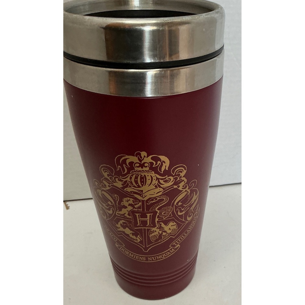Harry Potter Hogwarts Crest Travel Tumbler Maroon Stainless Steel‎ Coffee Mug